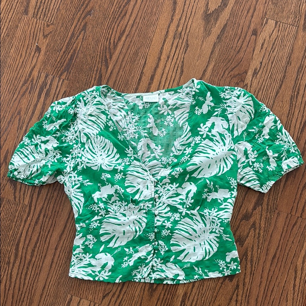 Green Floral Women's Top